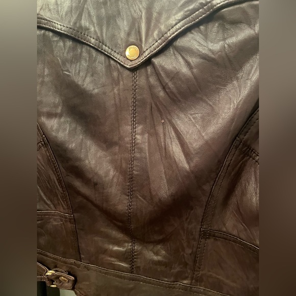 Genuine Leather Brown Moto Jacket - Picture 6 of 10